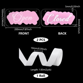 AHANDMAKER 2Pcs Open/Closed Signs, Acrylic Clear Open/Closed Hanging Door Signs with Ribbon, Reversible Style for Restaurant Window Office Bars Shop, 7.9 x 3.9 Inch