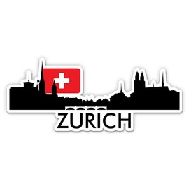 Squiddy Zurich Switzerland City Skyline - Vinyl Sticker Decal for Phone, Laptop, Water Bottle (4" Wide)