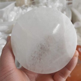 ACEACE 1 piece 8-10 cm natural selenite stone circle disc plaster crystal round plate