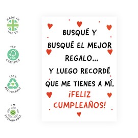 Central 23 Tarjeta de cumpleaños divertida para hombre y mujer - 'Y LUEGO RECORDÉ QUE ME TIENES A MÍ' - Tarjeta de felicitación para esposo y esposa - Regalos para novio novia pareja - Por