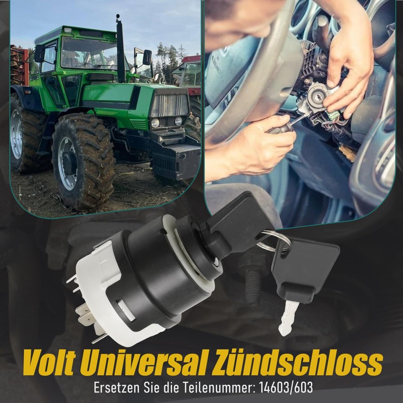 Hoypeyfiy 14603/603 12/24 Volt Universal Ignition Lock, Replacement for Deutz