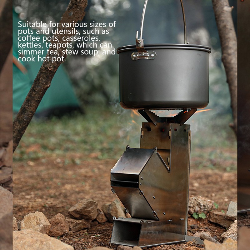 Rocket Stove Portable Durable Convenient Stainless Steel Detachable Backpacking Stove