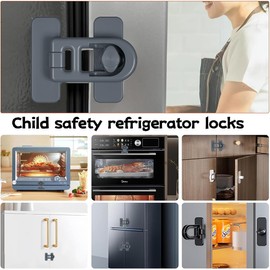 4 Stück Kindersicherung Kühlschrank, Grau Kindersicherung Schrank, Schranksicherung Baby, Kühlschrank Schloss, Für Schränke, Schubladen, Kühlschrank, Mit Kleber, Kein Bohren