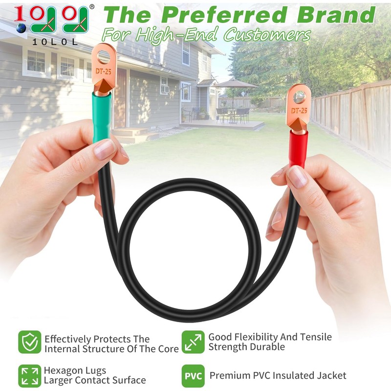 10L0L 3 Awg Golf Cart Heavy Duty Battery Cables for