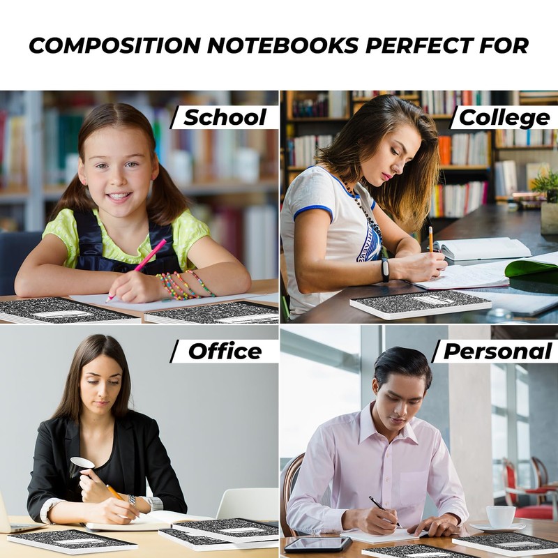 Rosmonde Composition Notebook Wide Ruled 5 Pack, 200 Pages (100