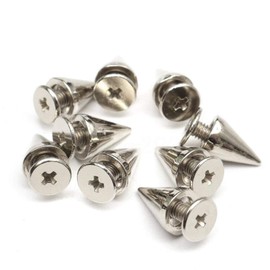 RUBYCA 50 Sets 10MM Silver Color Bullet Cone Spike and Stud Metal Screw Back for DIY Leather-Craft