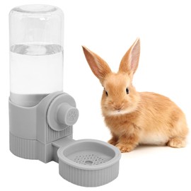 Fhiny Rabbit Food & Water Dispenser, Large Capacity Gravity Guinea Pig Feeder and Waterer Set Hanging Automatic Bunny Feeder for Cage for Bunny Guinea Pig Chinchilla Ferret Cat Puppy