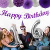 Purple Silver Birthday Party-Decorations Paper-Flowers - 14pcs Happy Banner Lavender