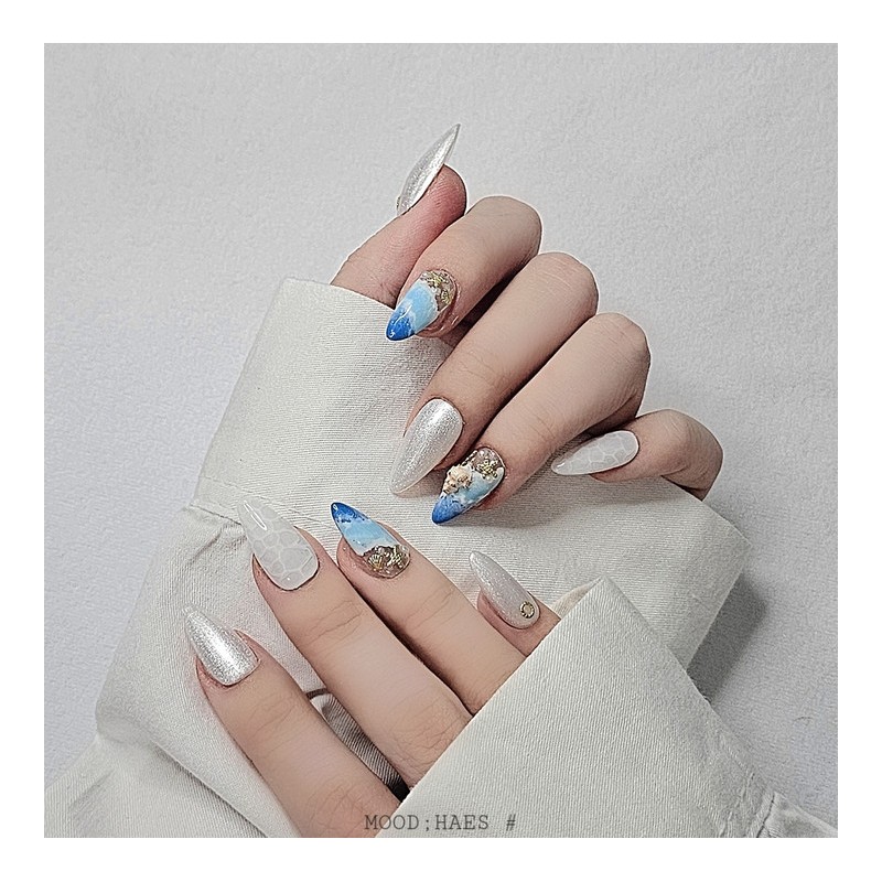 [M;H #] Summer sea handmade nail tips - Enter Lake