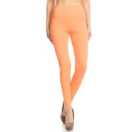 NCL32-PEACH-L Cotton Spandex Solid Leggings, Large