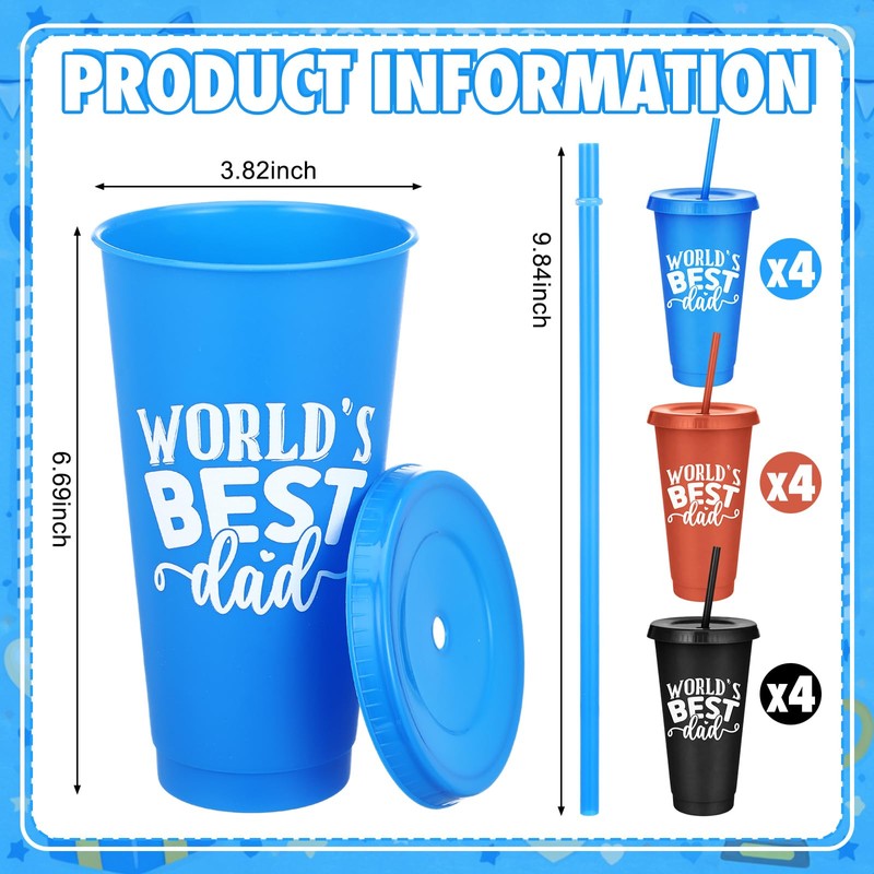 Rtteri 12 Pcs Father's Day Appreciation Cups Gift Bulk World's