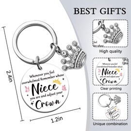 Niece Gifts from Auntie Birthday Gifts for Niece from Auntie Uncle To My Nieces Keychain Funny Gift for Nieces from Aunt Graduation Thanksgiving Christmas Mothers Day Gift Unique Keyring