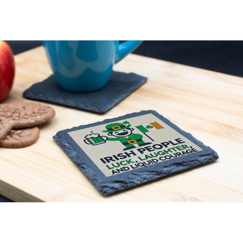 St. Patrick's Day Slate Coaster – Irish People, Luck, Laughter,