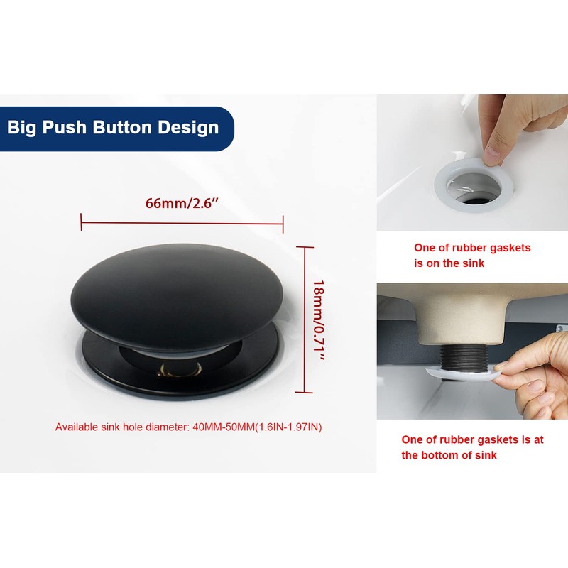 NearMoon Bath Pop up Drain, Brass Sink Drain Strainer for