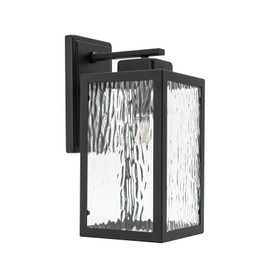 DYNAMI Outdoor Wall Lantern,Exterior Wall Sconce Porch Light with Clear Water Glass Shade,Black Anti-Rust Aluminum IP65 Waterproof,for House Garage Front Porch Patio Garden