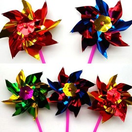 Pack of 100 Plastic Rainbow Windmill, Windmill Party Pinwheels, DIY Wind Turbines Set for Garden, Lawn, Party Decor, Wind Sculptures, Garden Decoration