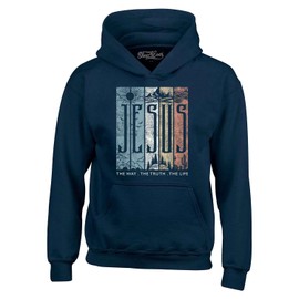 shop4ever Jesus The Way The Life The Truth Hoodie Sweatshirts X-Large Navy