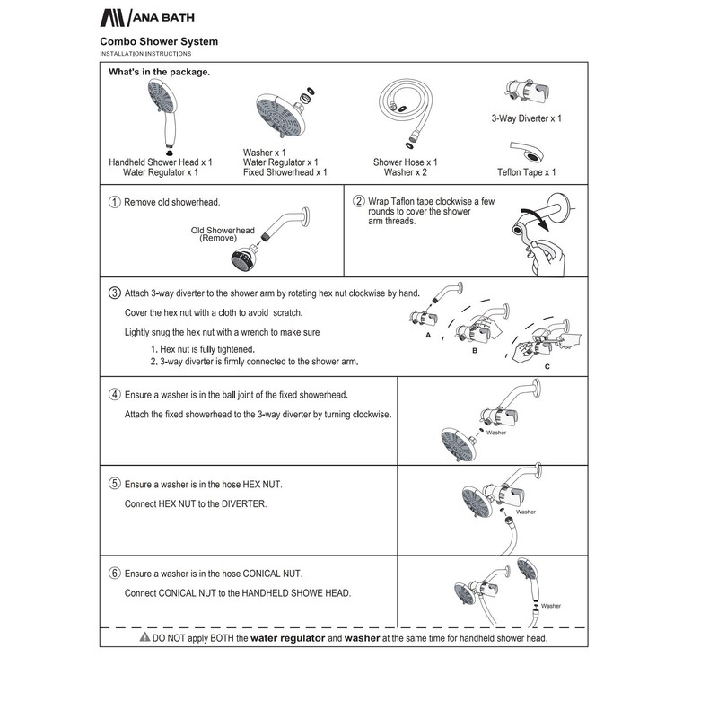 Ana Bath 7" Rain Shower with Handheld Combo with 5-ft