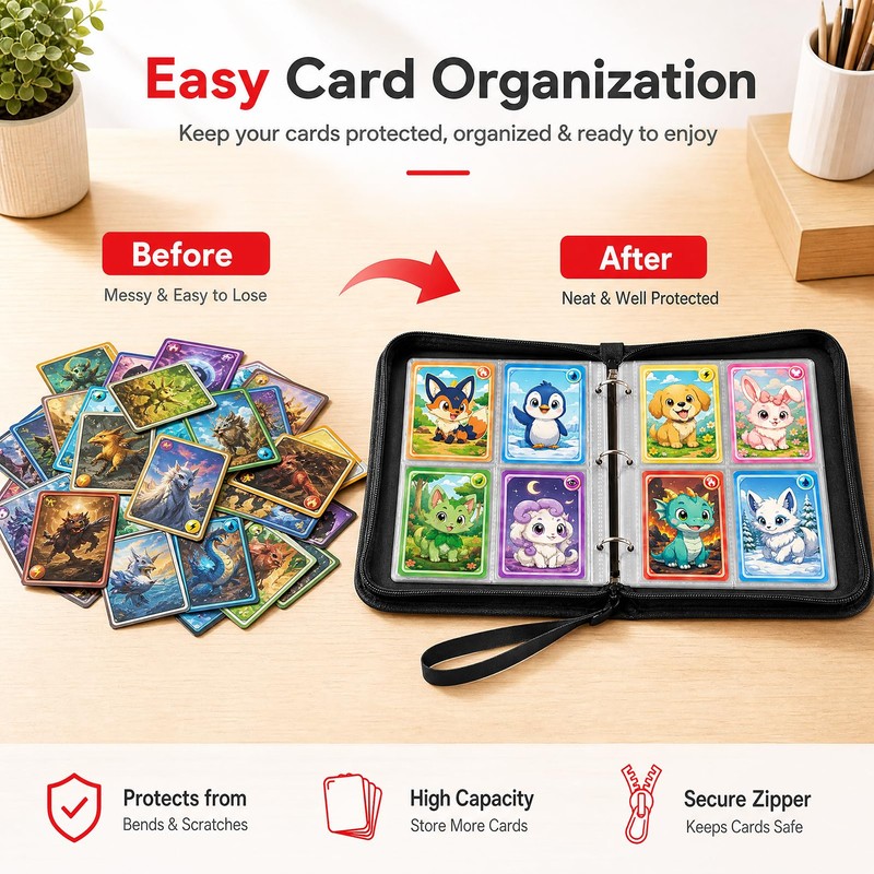 1 Large Capacity Trading Card Binder, 4-Pocket Card Holder with