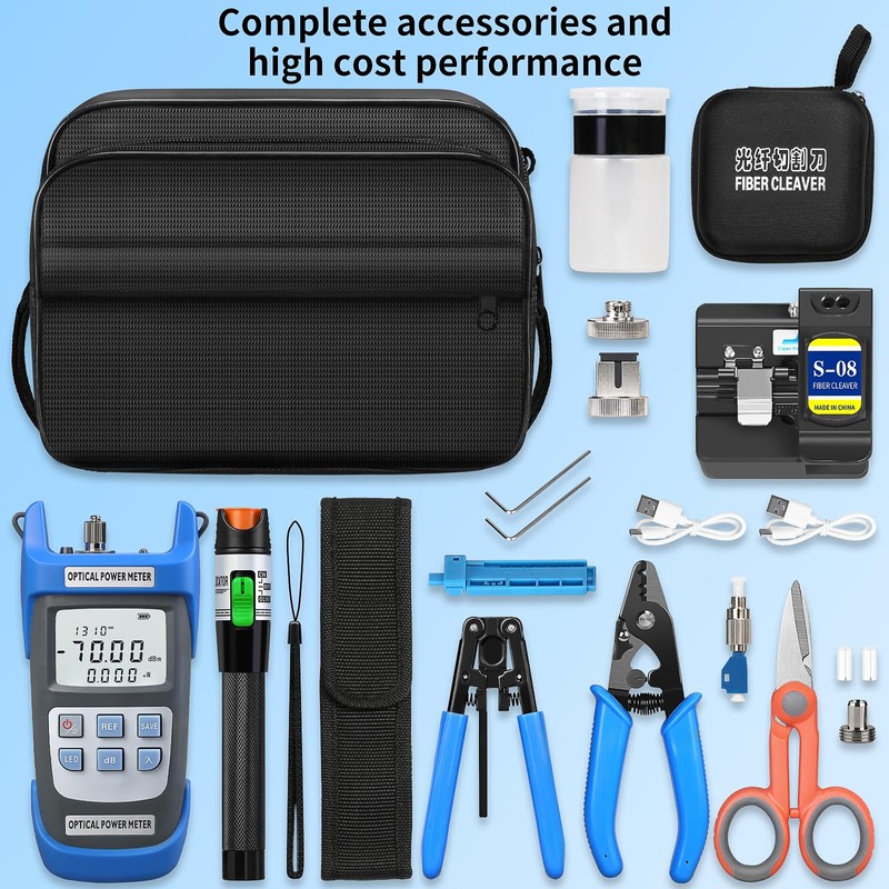 10 in 1 Fiber Tool Kit with Rechargeable Optical Power
