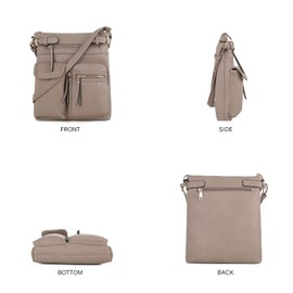 SG SUGU Katie Lightweight Medium Crossbody Bag Shoulder Bag with Multi Pocket for Women | STONE