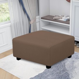 Easy-Going Stretch Square Ottoman Cover 40x40x15 inch Folding Storage Stool Furniture Protector Soft Rectangle slipcover with Elastic Bottom Brown