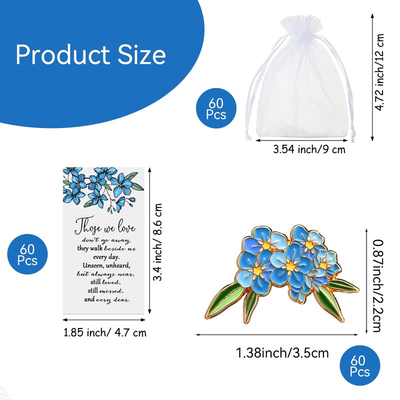 60 Sets Forget Me Not Flower Lapel Pin Blue Flower