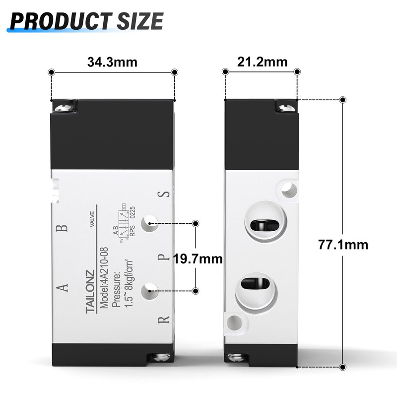 TAILONZ PNEUMATIC 1/4" BSP Solenoid Valve 4A210-08 Pneumatic Control Valve