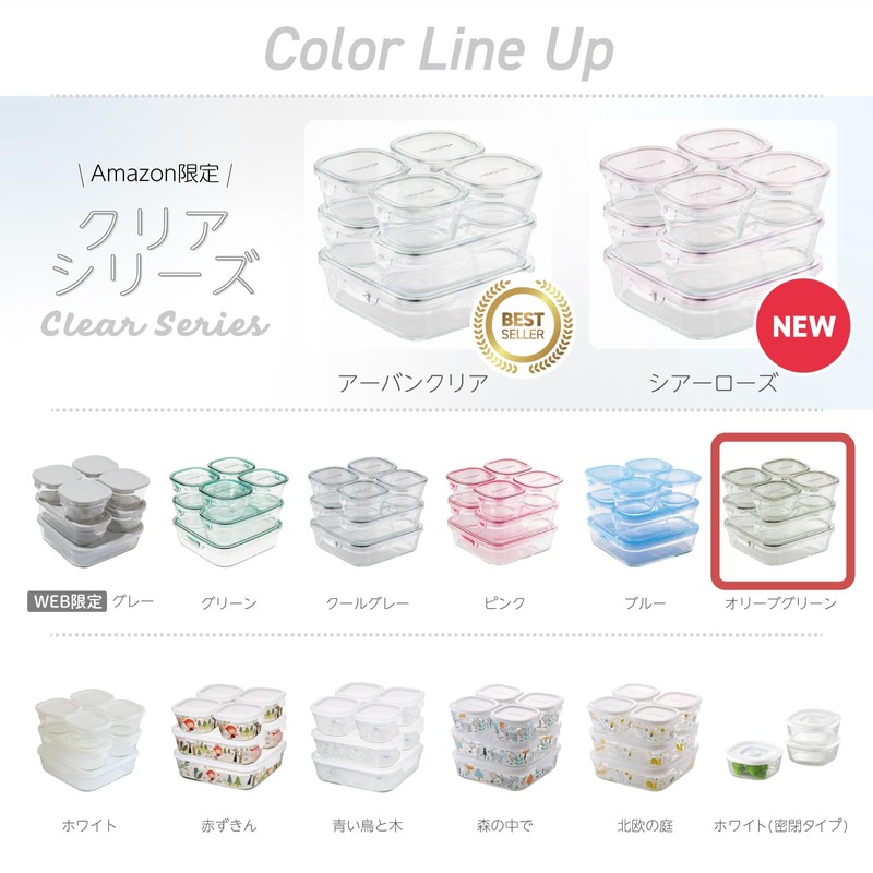 iwaki PC-PRN4G42 Heat Resistant Glass Storage Container, Olive Green, System