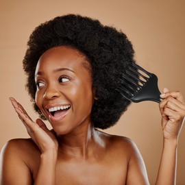 VOCOSTE Afro Hair Pick Comb Hair Fork Comb Barber Styling Tool for Curly Hair Men Women Plastic Black 18x9.5cm