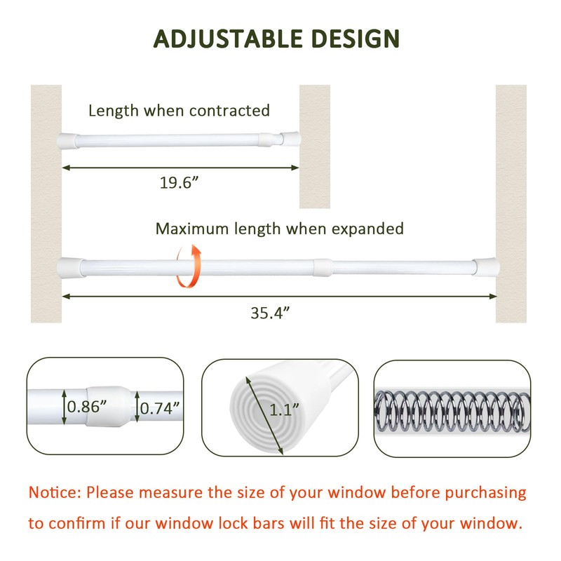 toresper Sliding Door Security Bar,Window Security Bars Adjustable Sliding Door