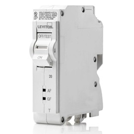 Leviton LB120-DFT 20A 1-Pole Plug-On AFCI/GFCI Branch Circuit Breaker, Thermal Magnetic, 120 VAC, White