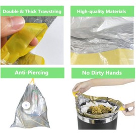Bolsas de basura con cordón, gruesas y duraderas a prueba de fugas, bolsas de basura de 2 a 4 galones fuertes bolsas de basura para hogar, oficina, 75 cuentas/5 rollos (plata)