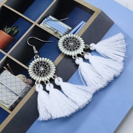 20 Pairs Tassel Earrings with Colorful Tassel Long Layered Dangle Hoop Tiered Thread Earrings Set for Women Jewelry Fashion and Valentine Birthday Party Gift