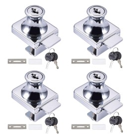 Lock for Glass Display Cabinet 4 Pieces Glass Door Lock Cabinet Lock with Key Display Cabinet Safety Lock Glass Sliding Door Lock No Drilling (5-8 mm Glass Door)