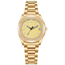 BESTKANG Luxury Women's Watch Date Luminous Waterproof Analog Quartz Dainty Watches for Women (Gold)