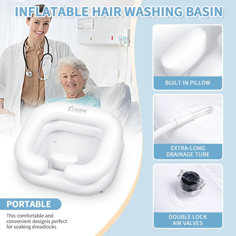 Cehim Inflatable Shampoo Basin - Portable Shampoo Bowl, Hair Washing