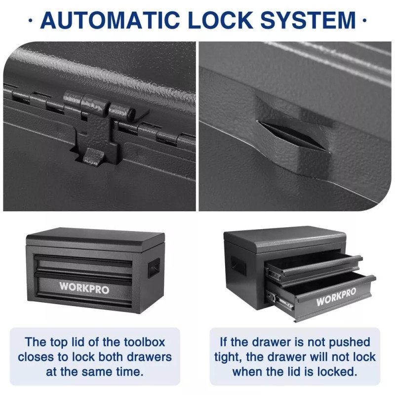 WORKPRO 15" Tool Box Metal Tool Box w/2 Drawer 1