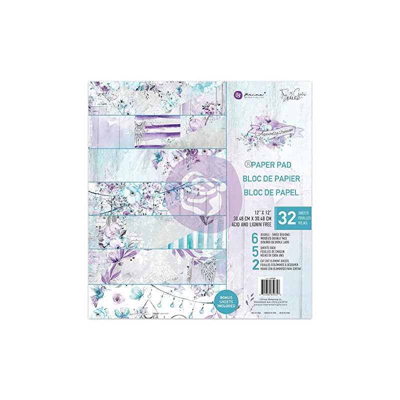 Prima Marketing Double-Sided Paper Pad 12"X12" 32/Pkg-Aquarelle Dreams P659356