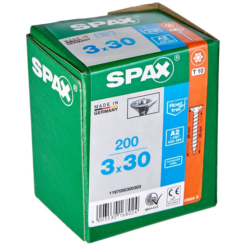 Spax 4CUT 1197000350163 Universal Screw, Countersunk T-Star Plus Fully Threaded,