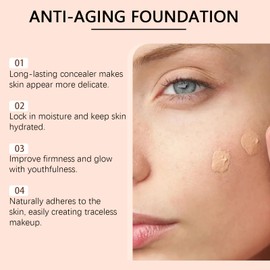 Liquid Concealer, 50 ml Concealer Foundation Smooth Waterproof Natural Concealer Liquid, Conceals Blemishes, Dark Circles, Wrinkles Full Coverage Foundation for a Flawless Complexion