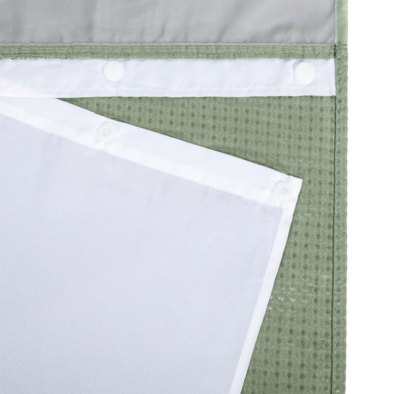 River Dream Green Heavyweight No Hooks Required Shower Curtain with