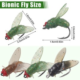 Bionic Fly Fishing Bait, 54pcs Saltwater Fly Fishing Lures Kit Minnow Flies Swimbaits Artificial Dry Flies Fly Hook for Saltwater Freshwater Bass Trout Panfish 15mm