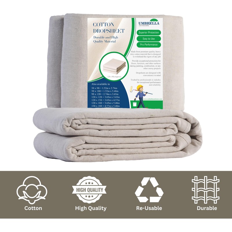 Heavy Duty Cotton Dust Sheets for Decorating Painting - Drop