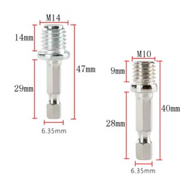 hhfvvda 4 Pcs Silver M10+M14 Woodworking Hex Socket Adapter Set – Outer Conversion Rod for Impact Power Drill, Drill Chuck Hex Shank Converter, Ideal for Woodworking Drilling & Power Tool Maintenance