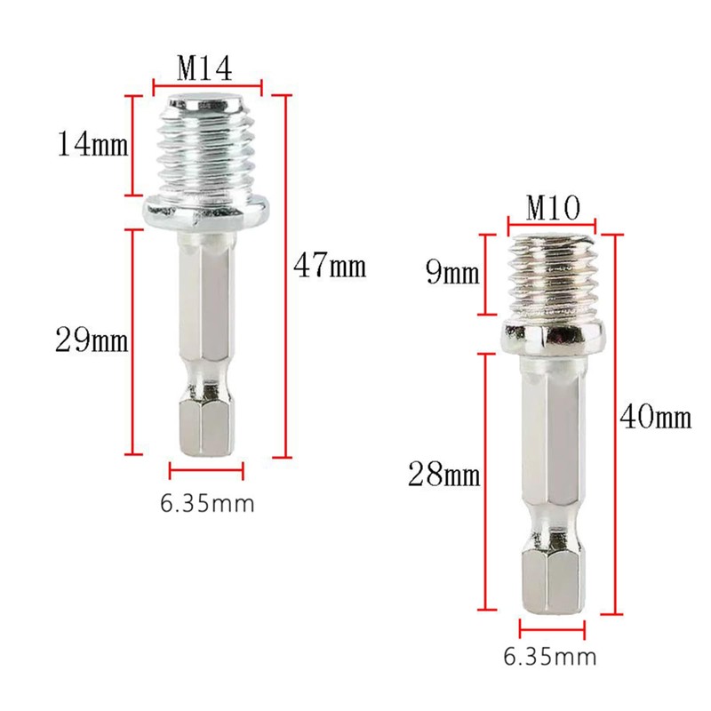 hhfvvda 4 Pcs Silver M10+M14 Woodworking Hex Socket Adapter Set