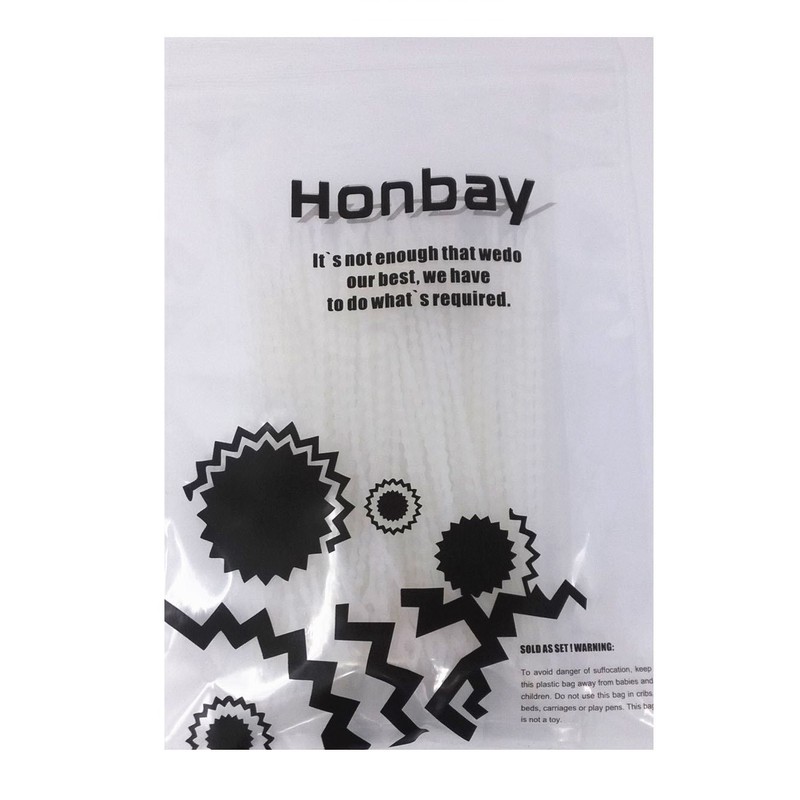 Honbay 100pcs White Plastic Repeated Beads Cable Tie Twist Tie