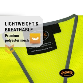 Pioneer Safety Vest for Men – Hi Vis Reflective Mesh Neon, 9 Pockets, Zipper - Construction, Traffic, Security Work – Orange, Yellow/Green