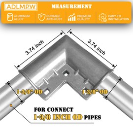(8 Pack) Aluminum Chain Link Fence Gate Cornor, 1-3/8" x 1-3/8" Outdoor Diameter Pipe, Gate Elbow with 90 Degree Angle Design (Silver)