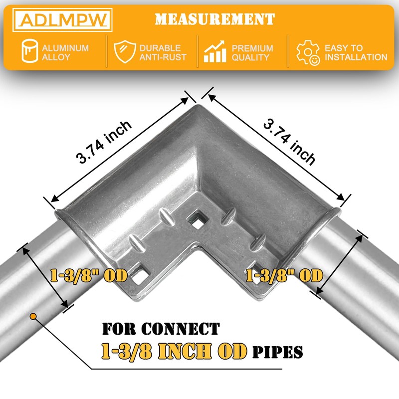 (8 Pack) Aluminum Chain Link Fence Gate Cornor, 1-3/8" x